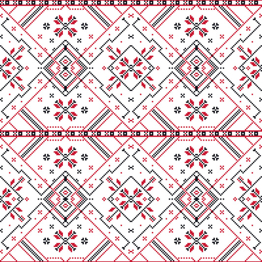Tapeta z folklorystycznym geometrycznym wzorem haftu krzyżykowego