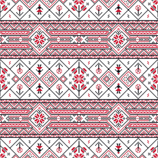 Minimalistisk tapet med broderad folkmönstrad textur