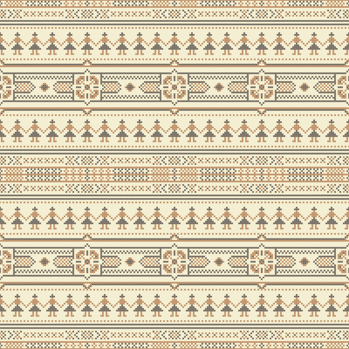 Papier peint à motif folklorique au point de croix in your room — zoomed