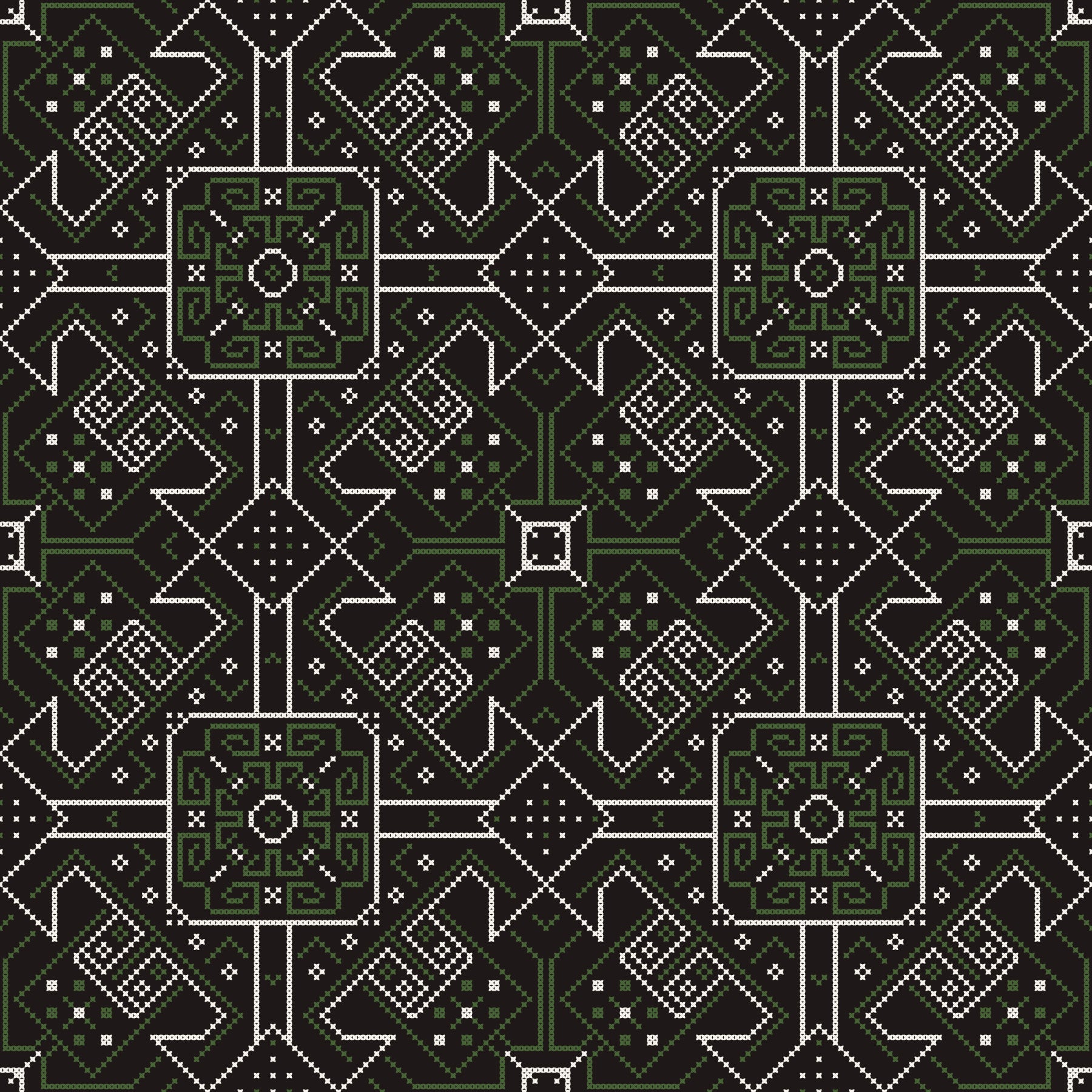 Folkloretapet med syet geometrisk mønster