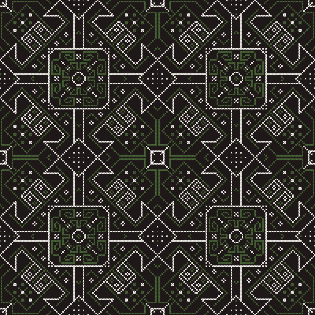 Geometriskt tapet med folkloristiska broderier⁠
