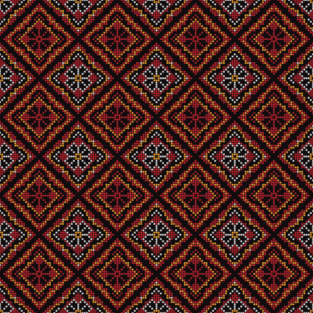 Papier peint à motif de mosaïque ethnique sombre en grille