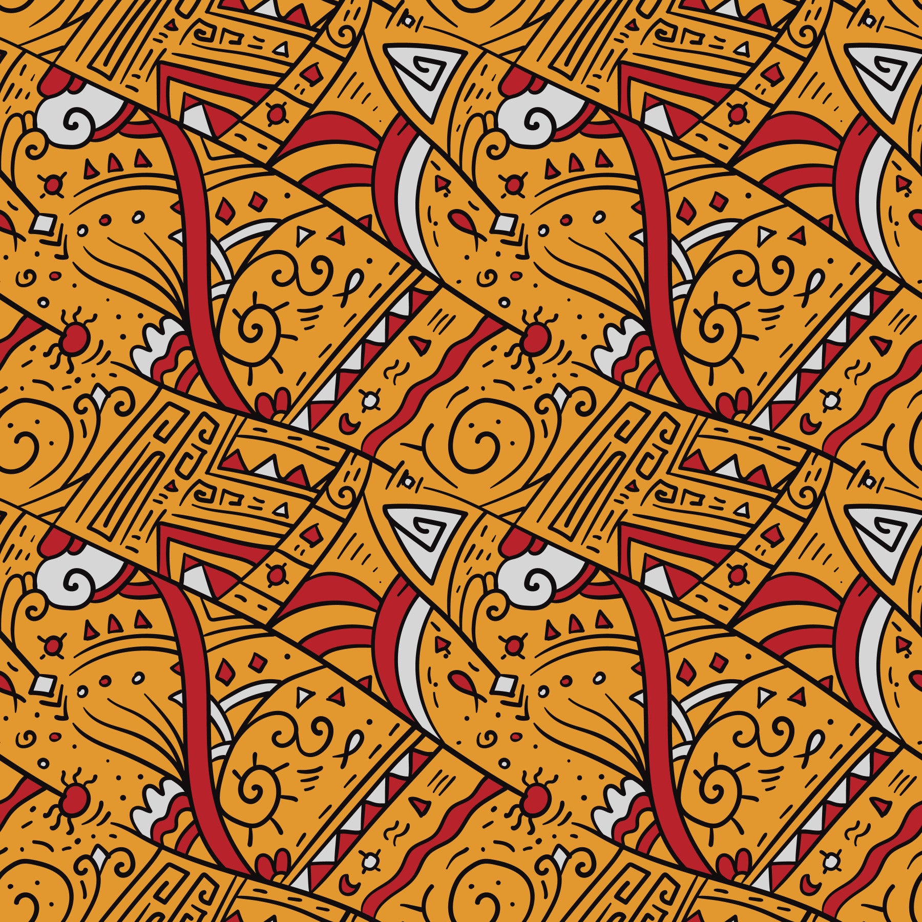 Papier peint à motifs géométriques ocres tribaux