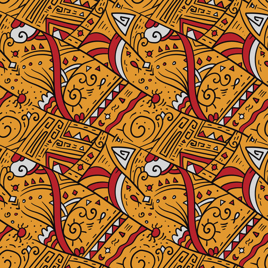 Papier peint à motifs géométriques ocres tribaux