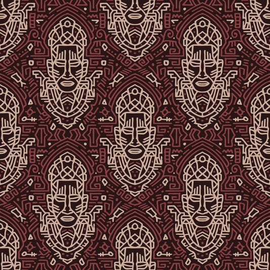 Papier peint à motif géométrique de masque tribal