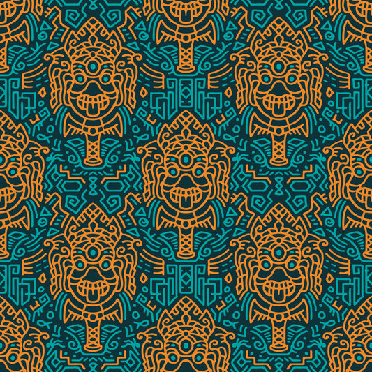 Papier peint à motifs graphiques de masques