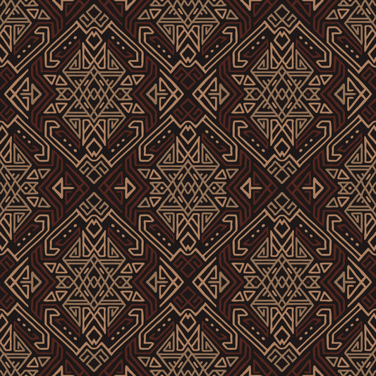 Papier peint à motif tribal géométrique ancien brun