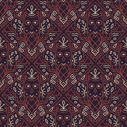 Tapete mit geometrischem Tribal-Eulenmuster