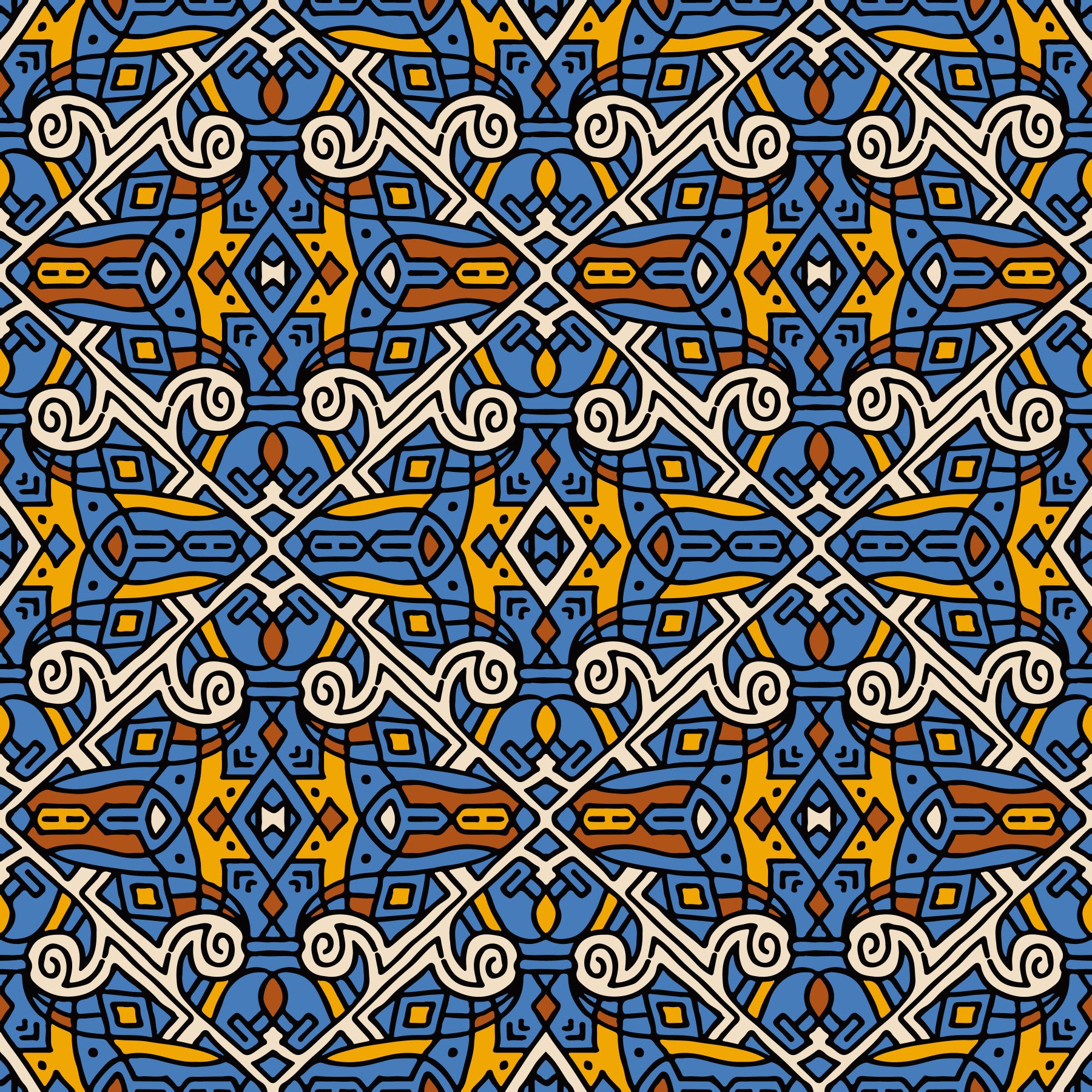 Papier peint Motif de carreaux en mosaïque tribale