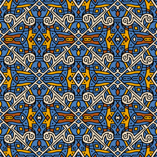 Papier peint Motif de carreaux en mosaïque tribale