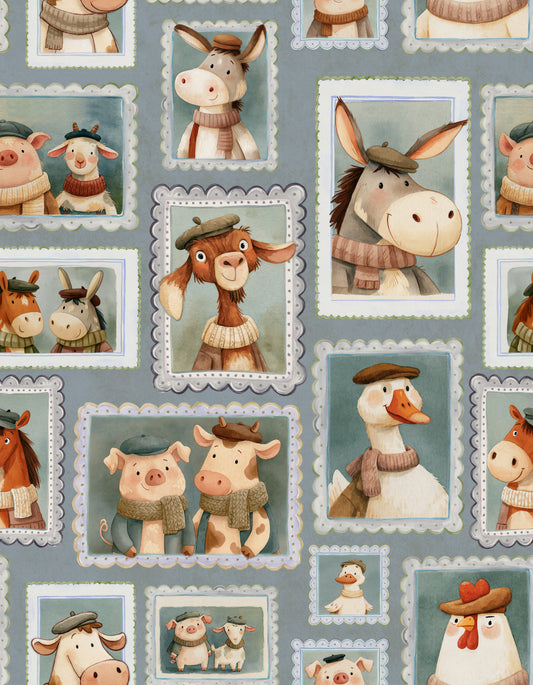 Papier peint champêtre rustique « Galerie de portraits de ferme fantaisistes »