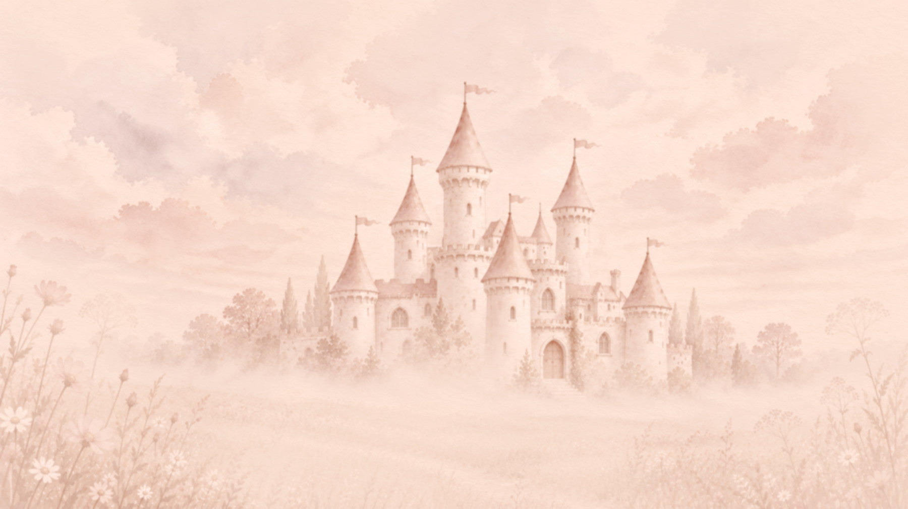Castle Dreams – Haalistunut ruusu -seinämaalaus