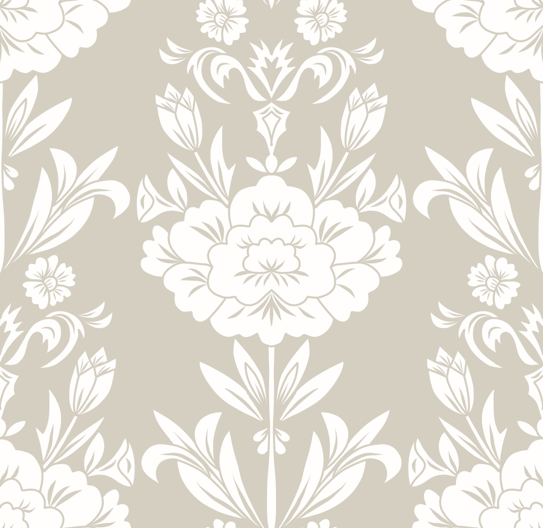 Papel de parede com motivo floral adamascado minimalista