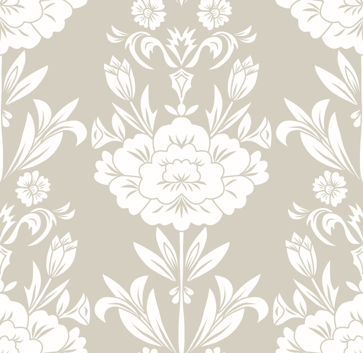 Papel de parede com motivo floral adamascado minimalista in your room — zoomed