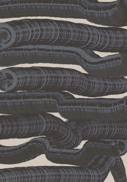 Monochrome Fluid Layers Wall Mural