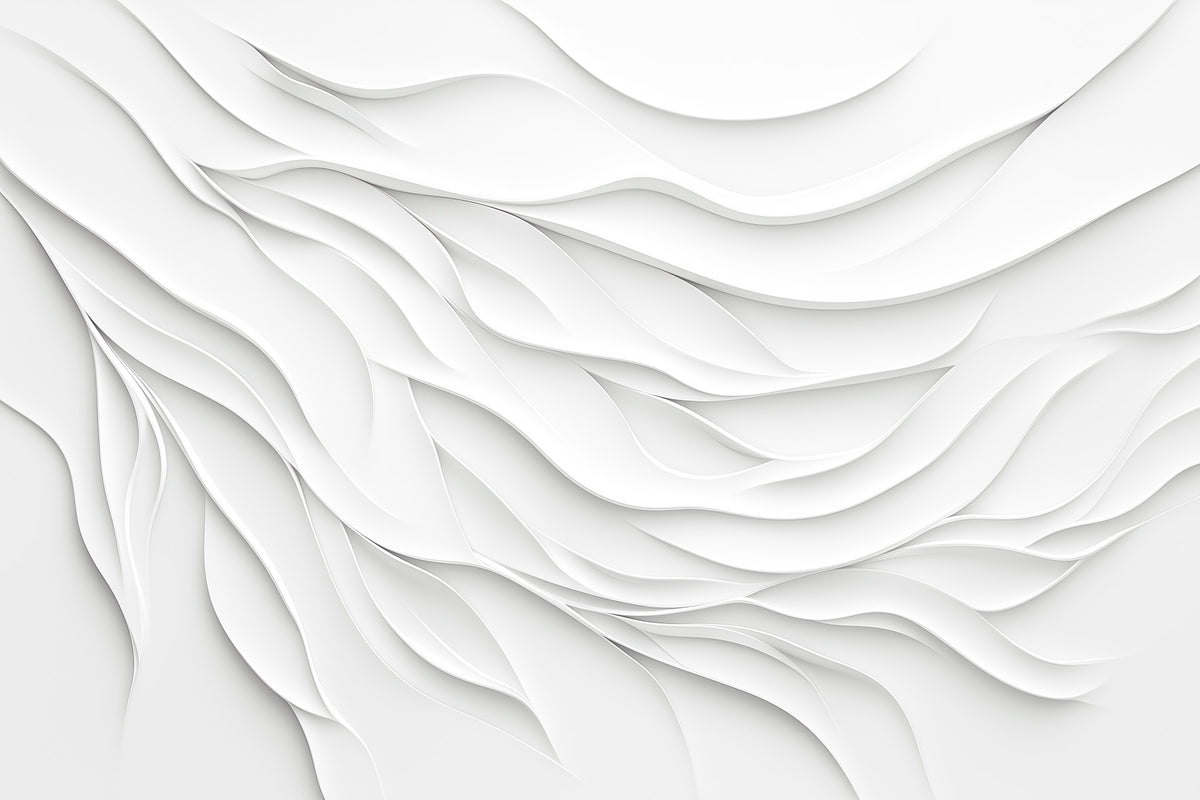 Minimalistisches Wandbild „Fließende weiße Wellen“ in your room