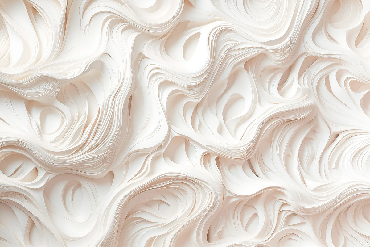Cream Flowing Layers Abstract Wall Mural