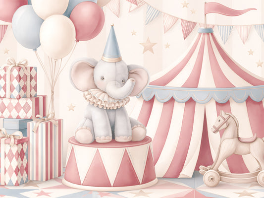 Papier peint panoramique mural Little Circus - Parade d'éléphants