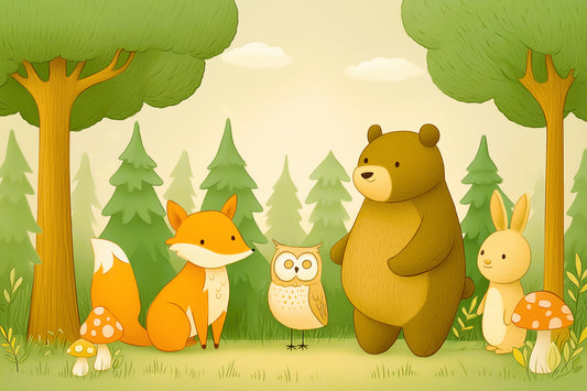 Friendly Woodland Animal Gathering Wall Mural
