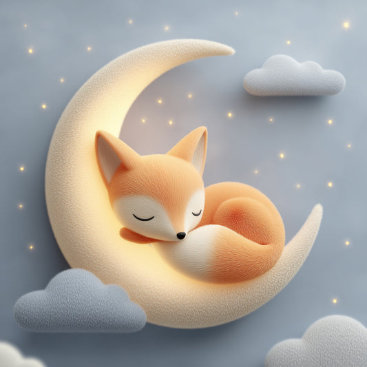 Sleeping Fox on Crescent Moon Wall Mural