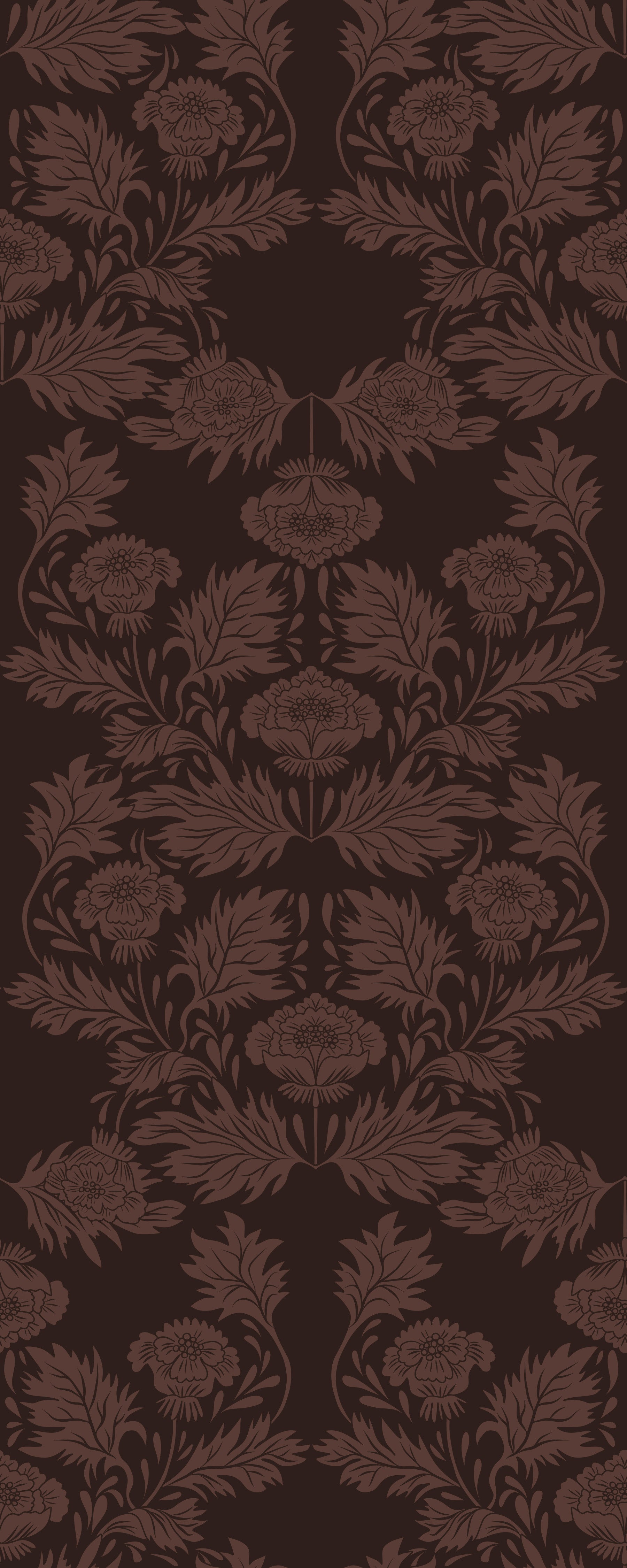 Deep Earthy Floral Motif Wallpaper⁠