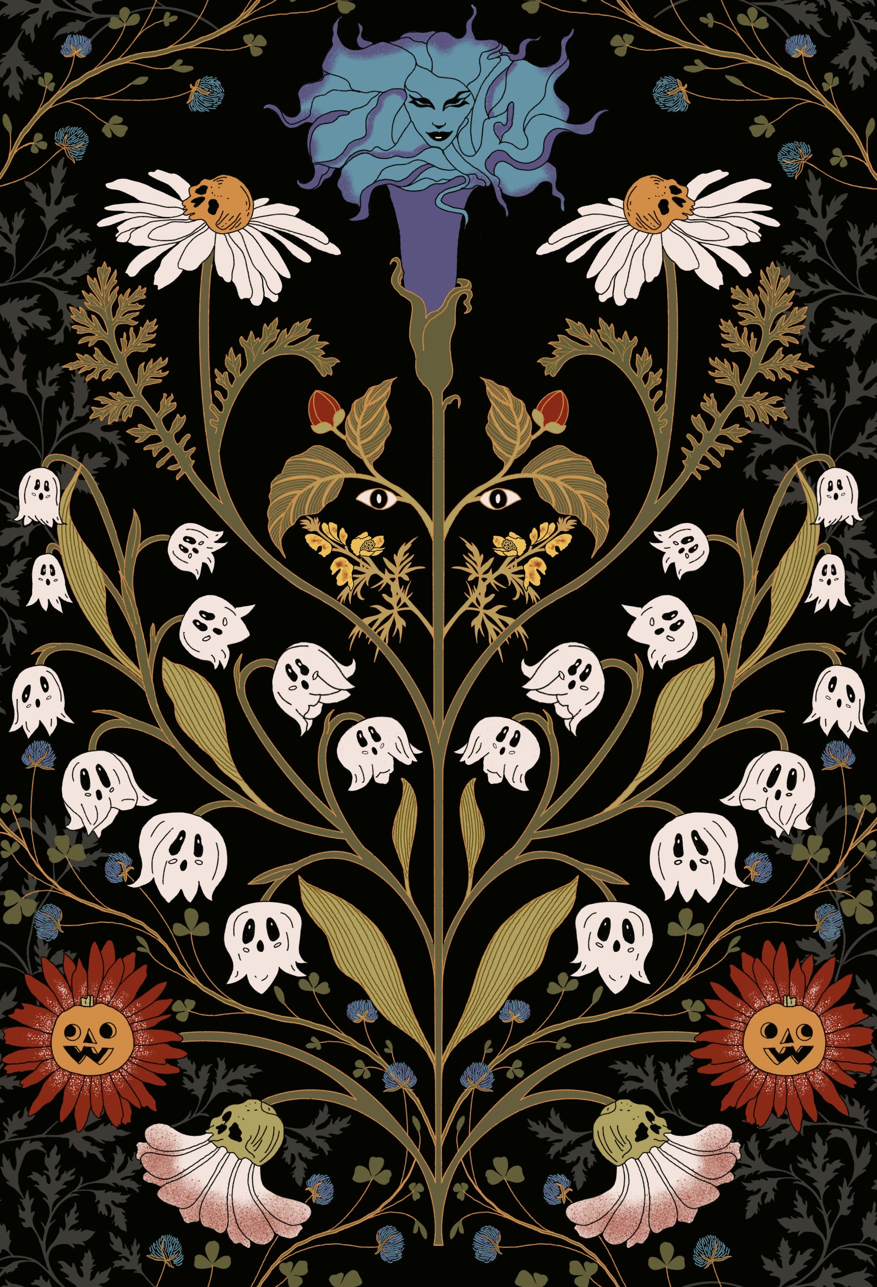 Papel tapiz Spectral Bloom and Ghostly Foliage