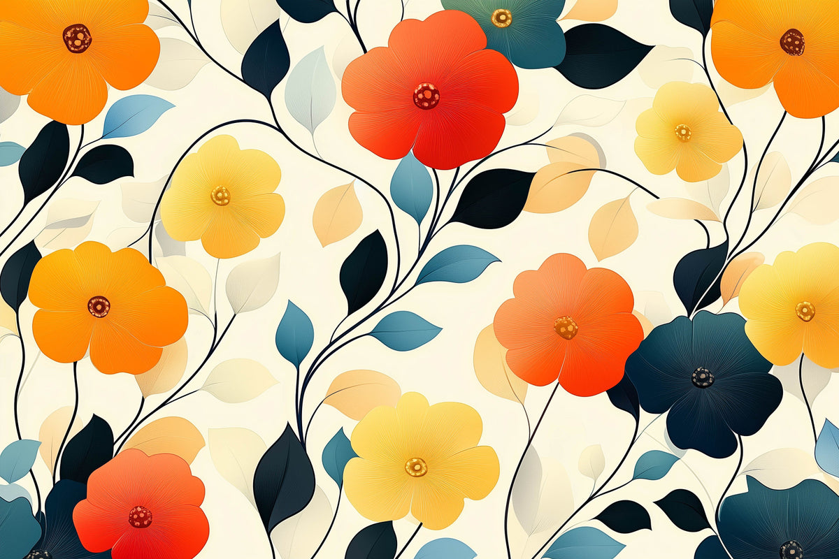 Papier peint panoramique artistique floral « Floraison automnale éclatante » in your room — zoomed