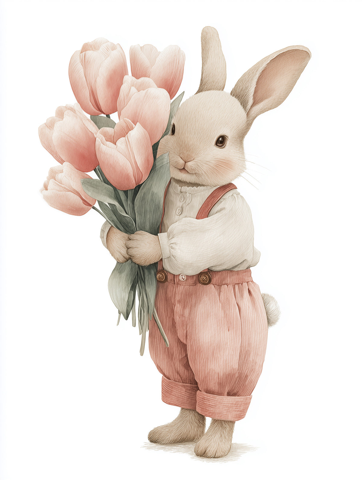 Wandbild „Kleiner Hase mit Tulpenstrauß“ in your room