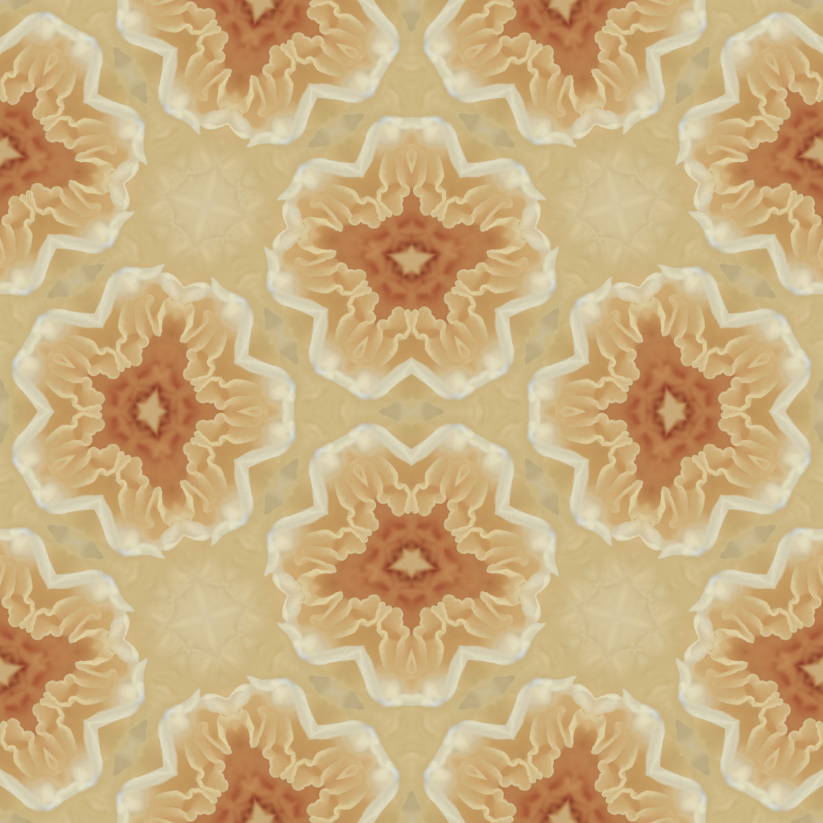 Carta da parati con motivo caleidoscopico a petali dorati⁠ in your room — zoomed
