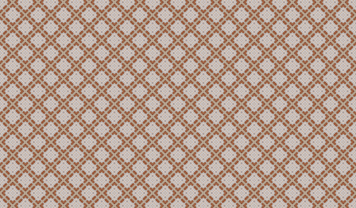 Minimalistische Terrakotta-Tapete mit geometrischem Raster⁠ in your room — zoomed