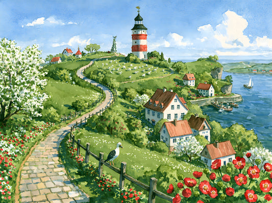 Mural panoramique mural Prairie du phare côtier