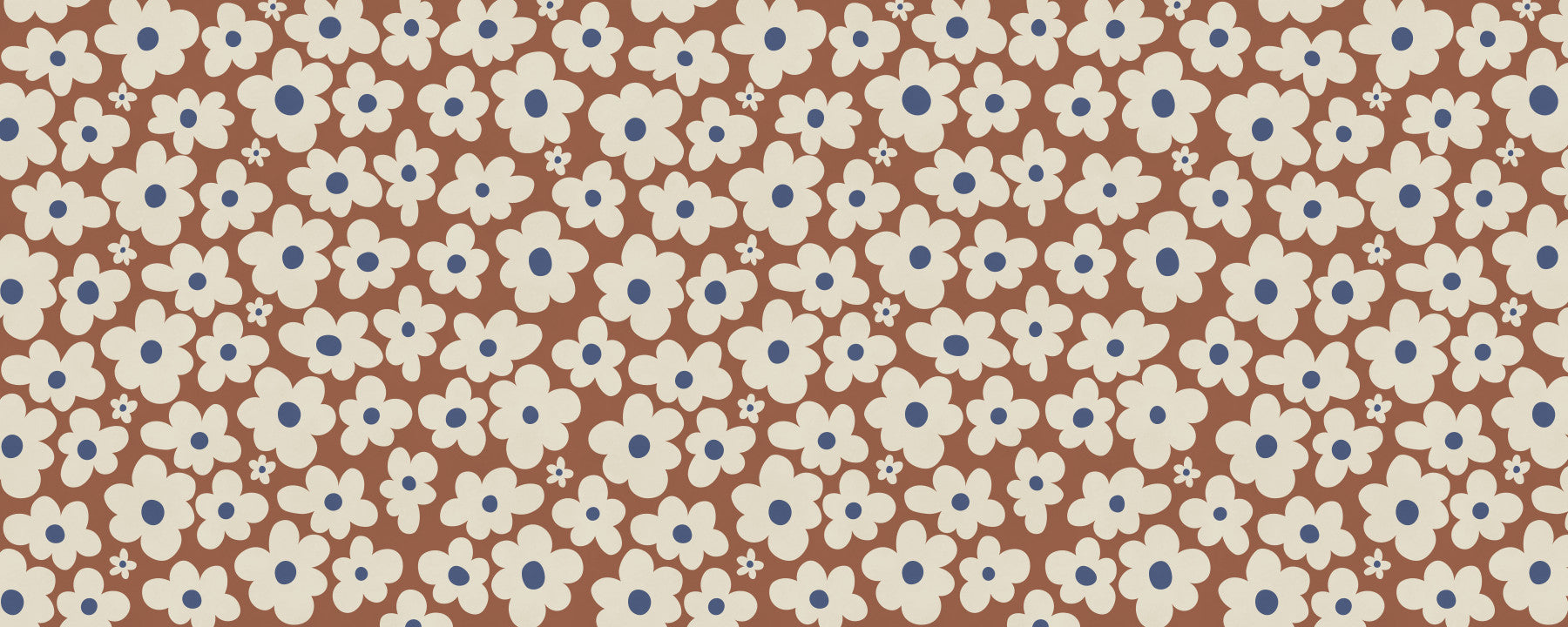 Papier peint panoramique à motif floral rétro crème et rouille