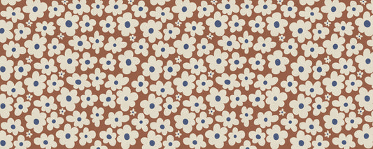 Papier peint panoramique à motif floral rétro crème et rouille