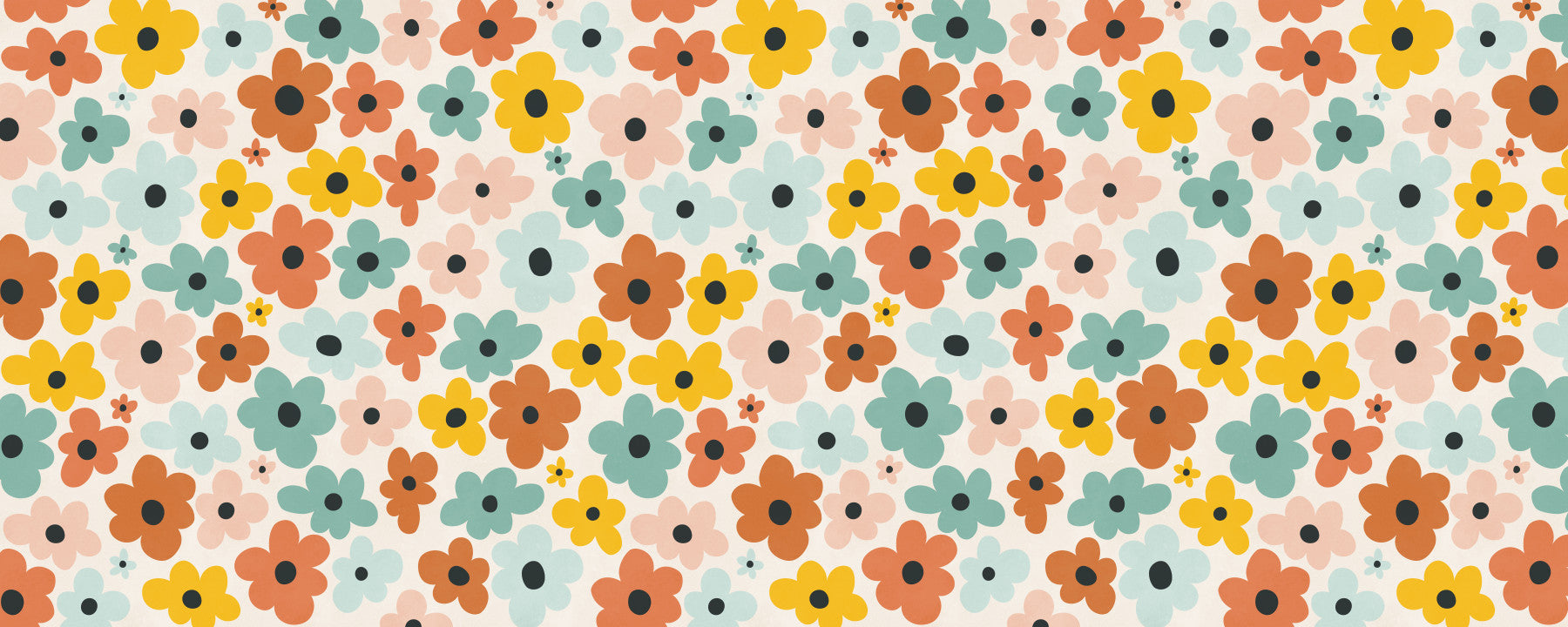 Papier peint panoramique motif Flower Power rétro