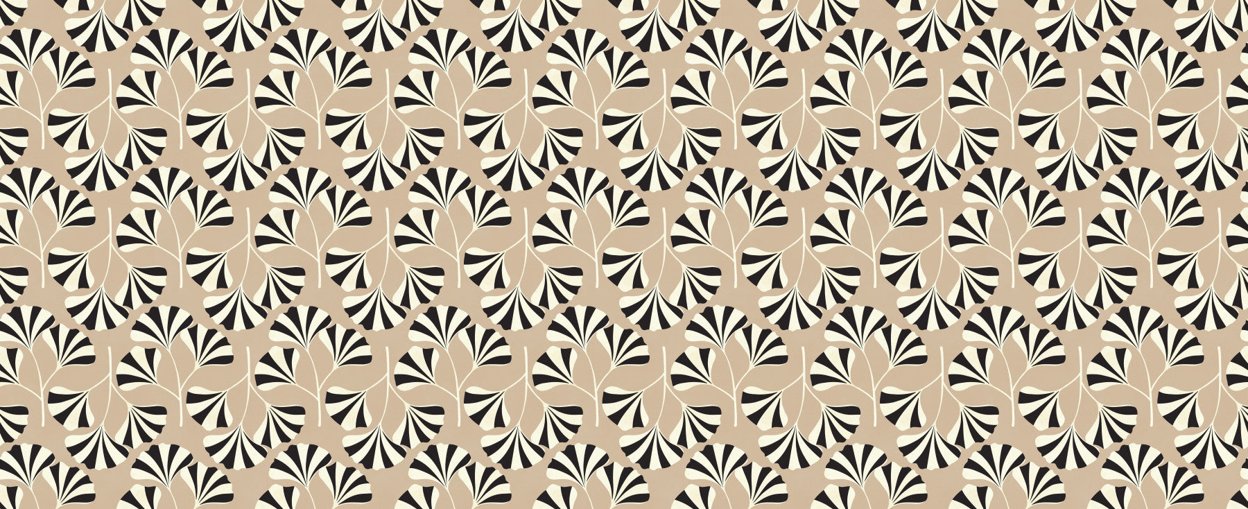 Minimalistisk väggmålning med ginkgobladsmönster