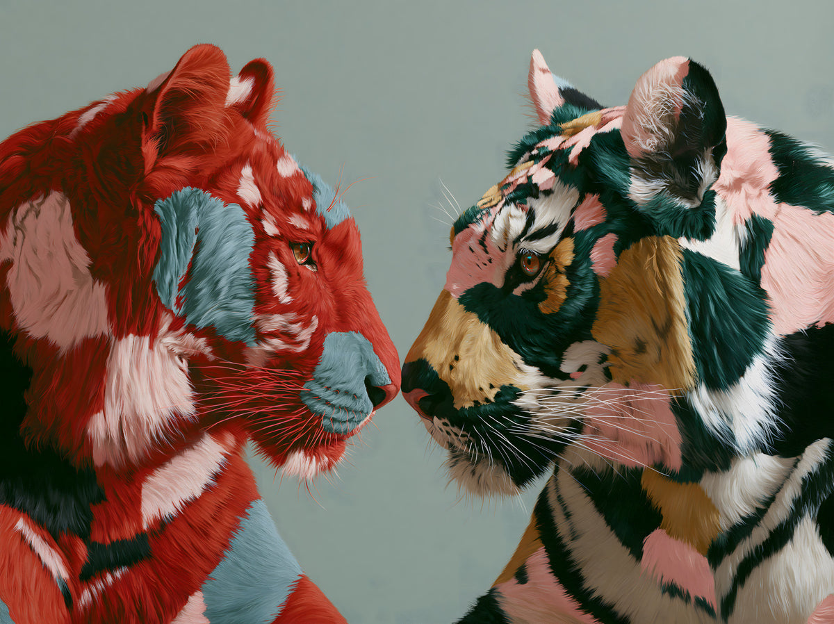 Vægmaleri med et par malede tigre in your room