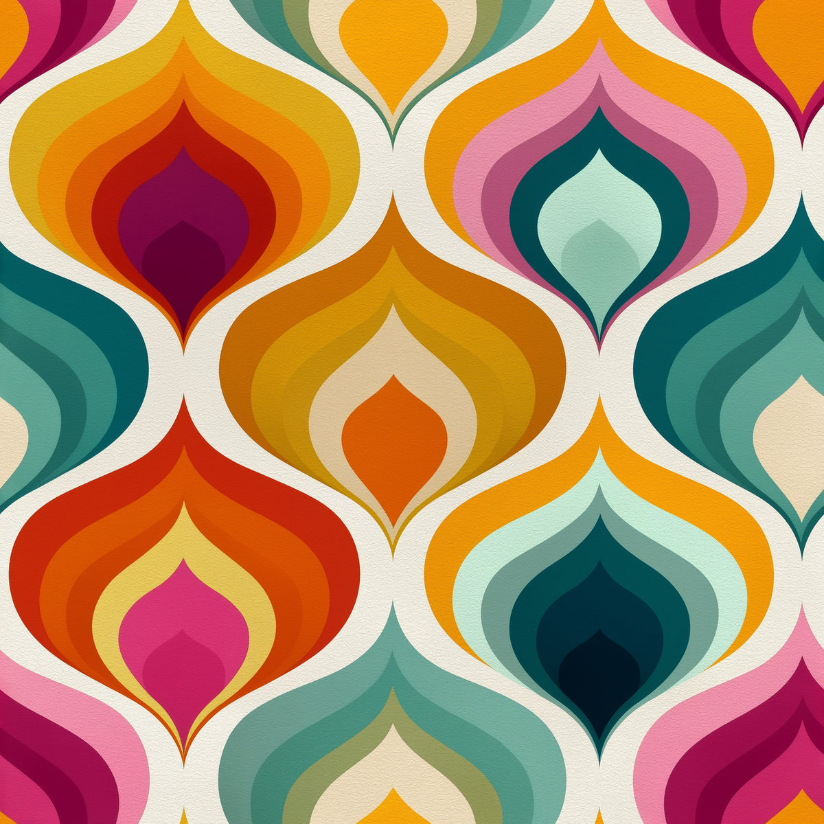 Abstrakte Mid-Century-Wellen-Tapete in your room — zoomed
