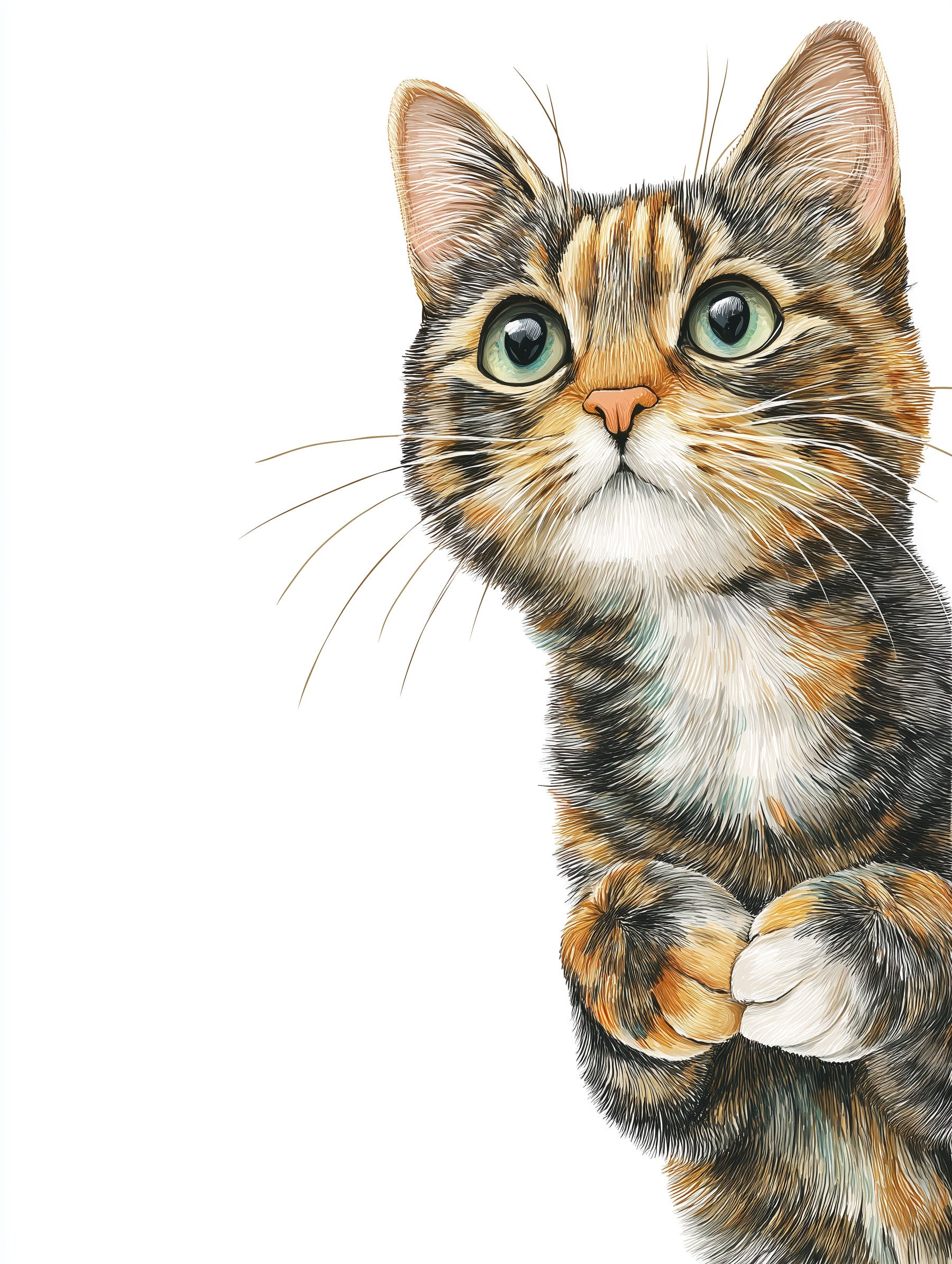 Wandbild „Neugierige Katze – Illustration“