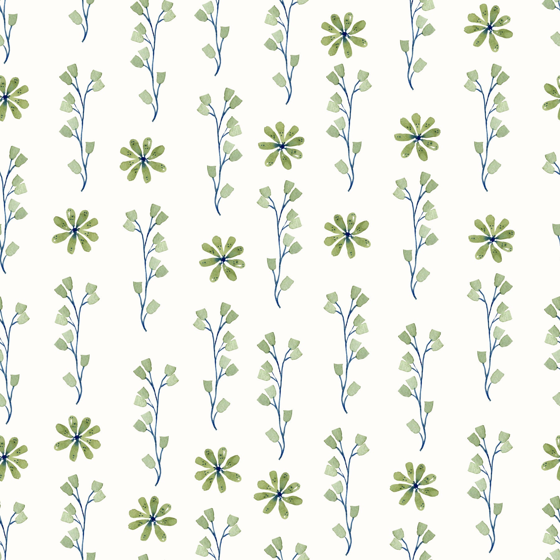 Papier peint botanique minimaliste à brindilles vertes⁠