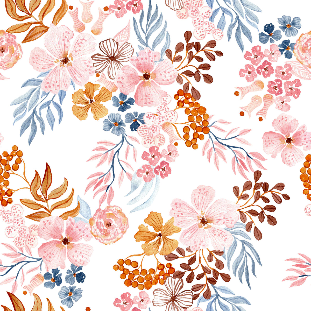 Verspielte Blush- und Kupfer-Blumentapete in your room — zoomed