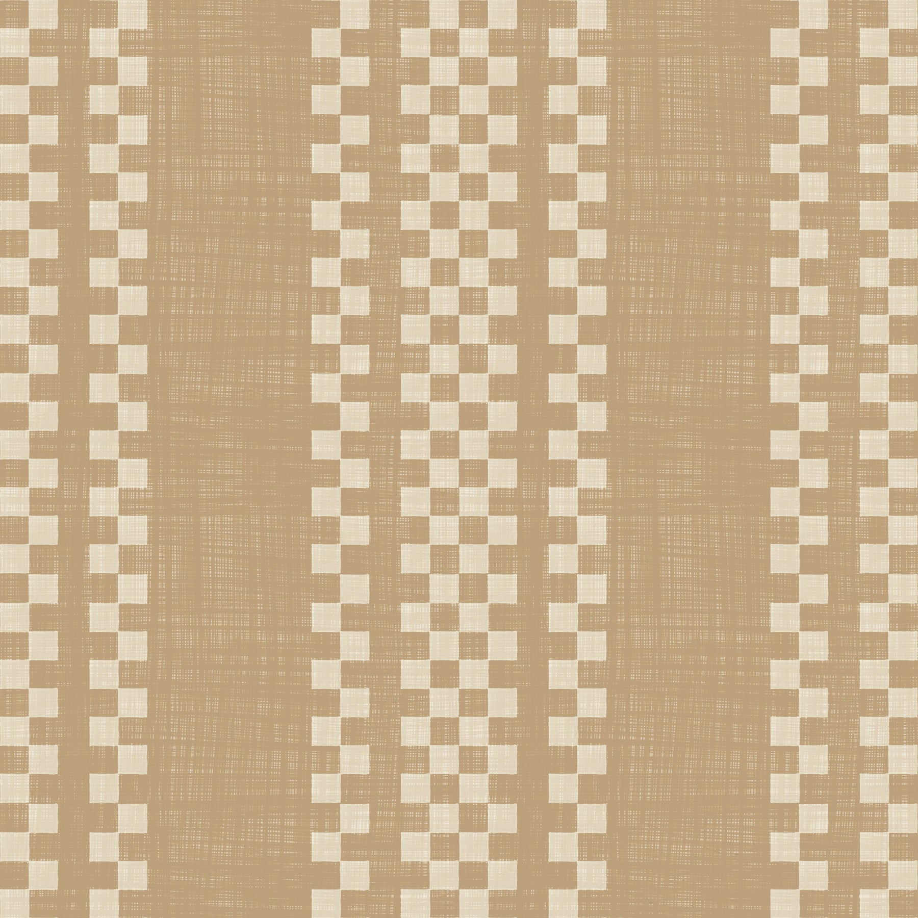Ticking Checker Stripes - Beige Canvas Wallpaper⁠