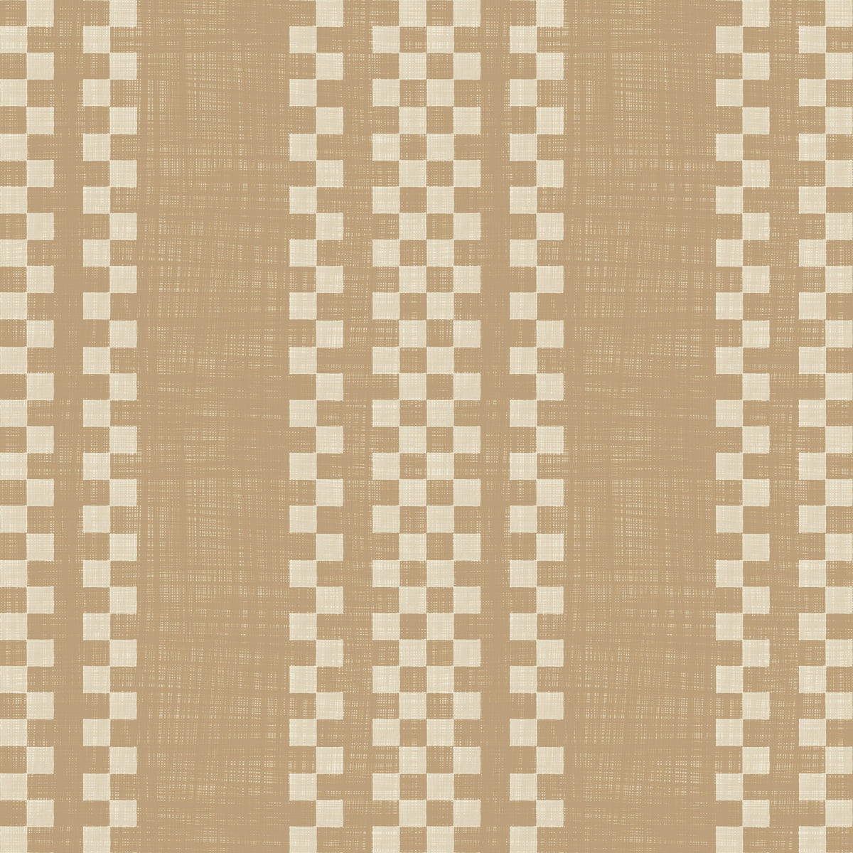 Ticking Checker Stripes - Beige Canvas Wallpaper⁠ in your room — zoomed