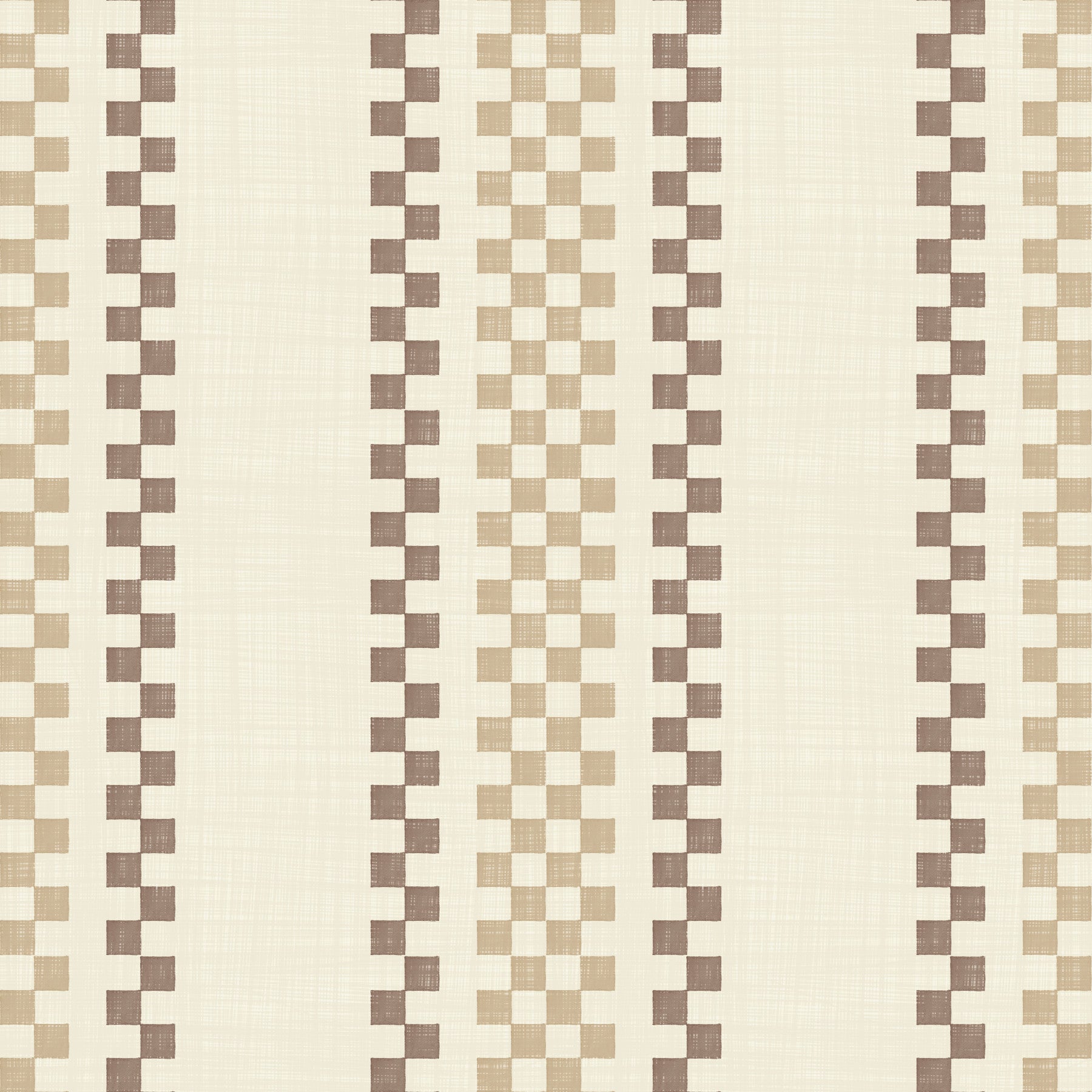 Ticking Checker-striber - beige og chokolade-tapet