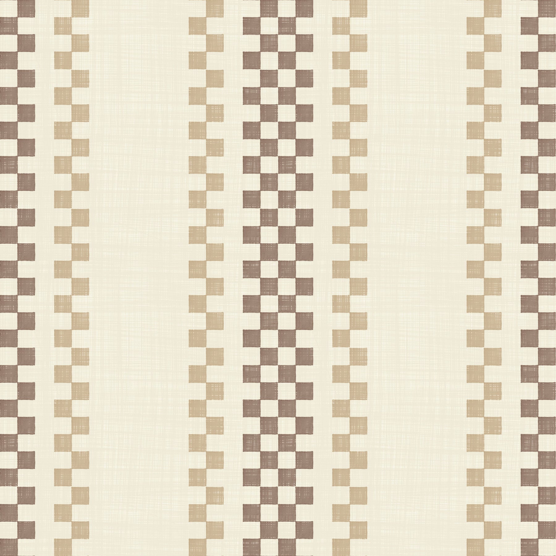 Ticking Checker Stripes - Chocolate & Beige Wallpaper⁠