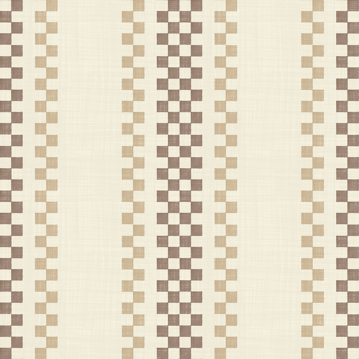 Ticking Checker Stripes - Chocolate & Beige Wallpaper⁠