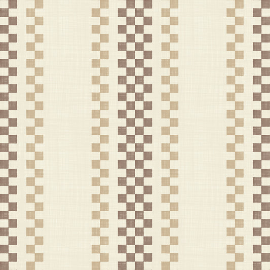 Karierte Ticking-Streifen - Schokoladenbraun & Beige Tapete
