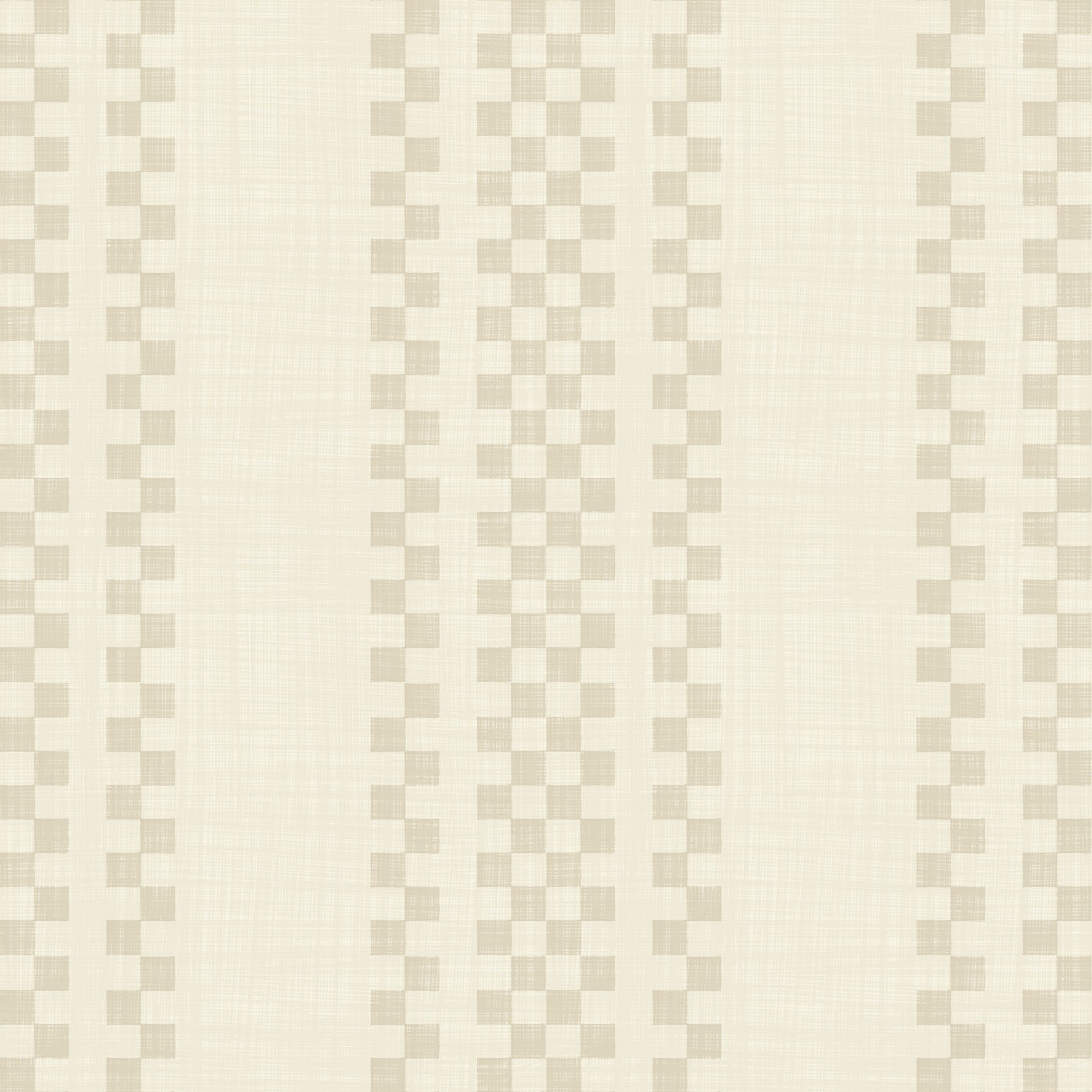 Karierte Ticking-Streifen - cremefarbene Tapete