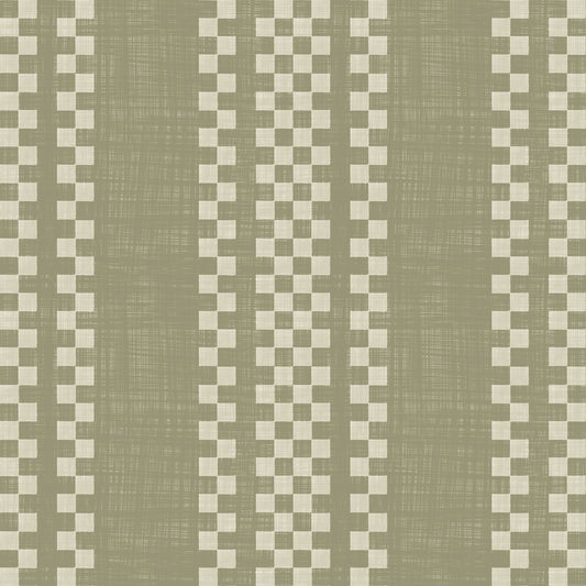 Ticking Checker Stripes - Sage Canvas Wallpaper⁠