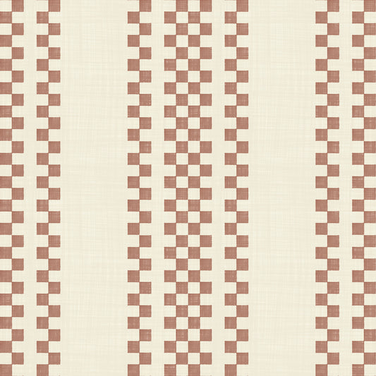 Ticking Checker Stripes - Terracotta Wallpaper⁠