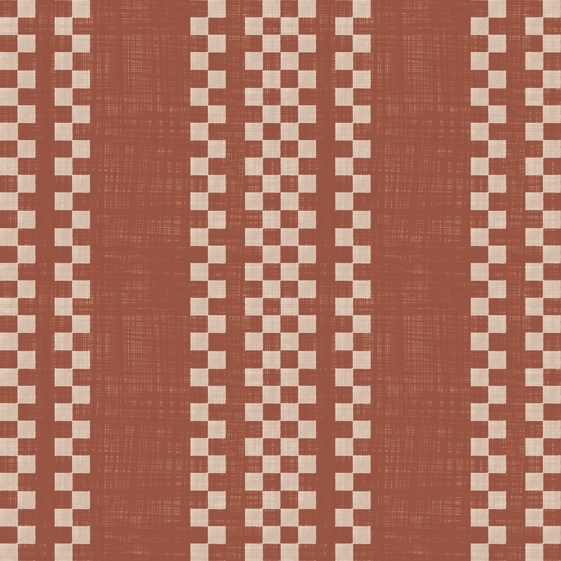 Tapeta ścienna płócienna Ticking Checker Stripes - terakota